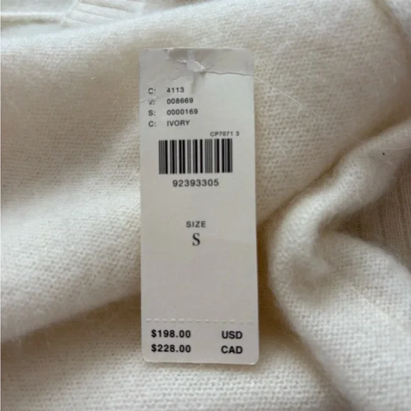 Maeve/Anthropologie Brushed Cashmere Boxy Crop Sweater in Ivory Size S. NWT - Picture 9 of 12